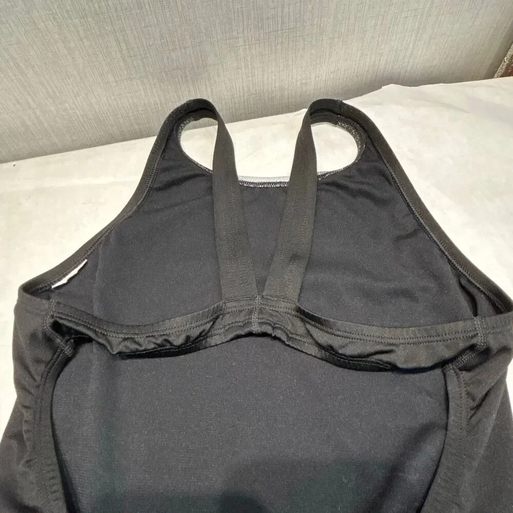 Nike Fade Sting Fastback Swimsuit Sz 10 Black Gray White Ombre Racerback One Pc